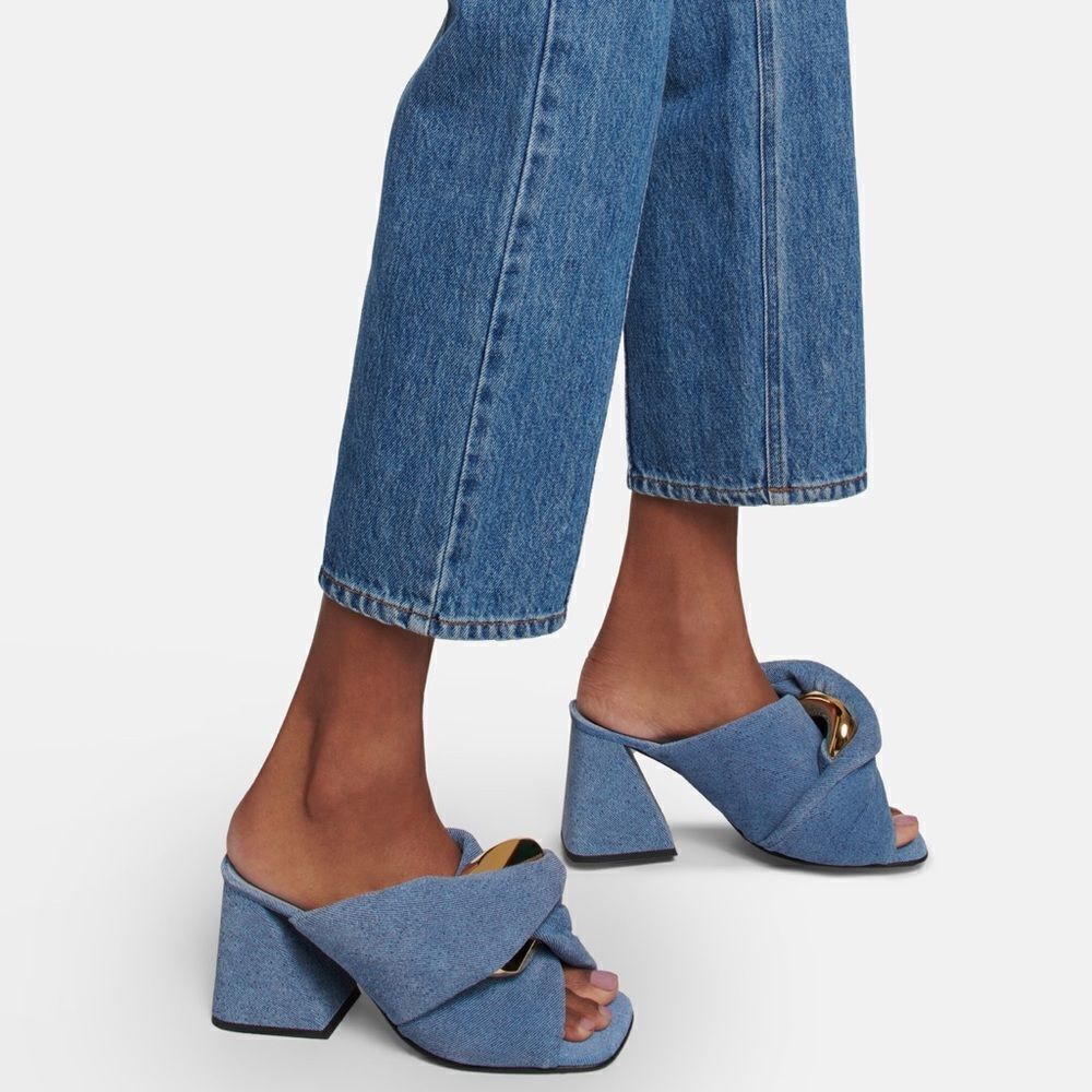 JW Anderson Denim Chunky-Heel Mule Sandals size 36.5